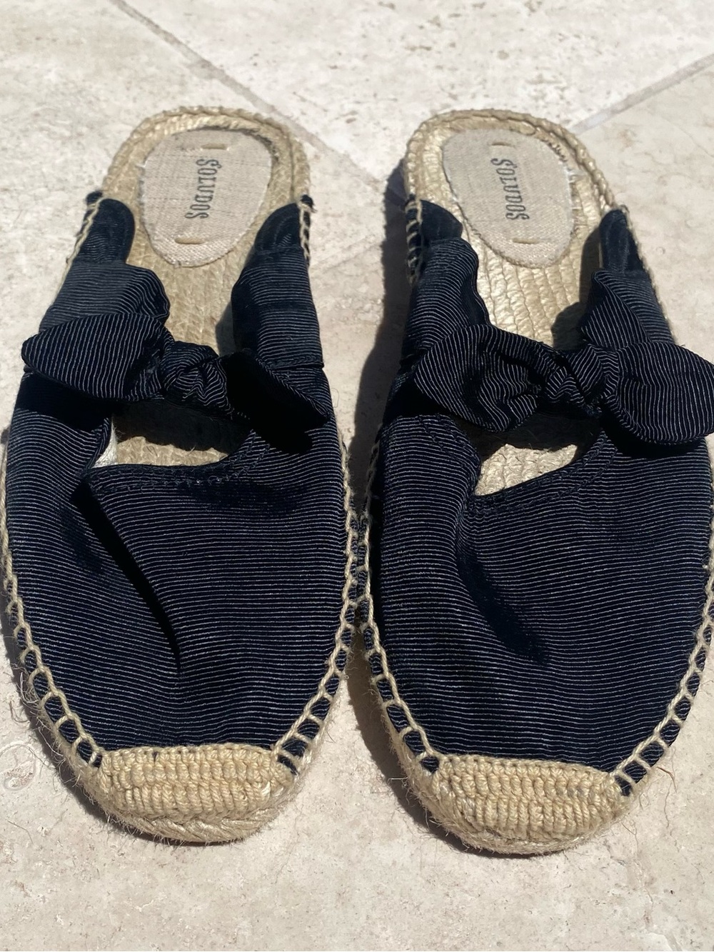 Soludos  Mule Black Alma Espadrille Slides Knot Espadrille Slip-On